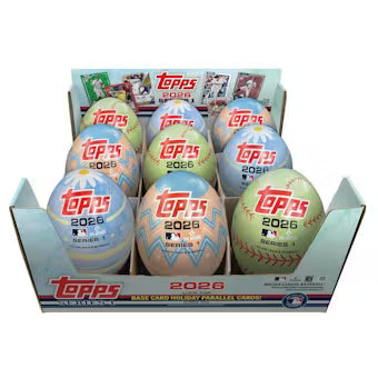 2026 Topps Baseball Series 1 Easter Egg Retail Tin 9 Tin Display Box