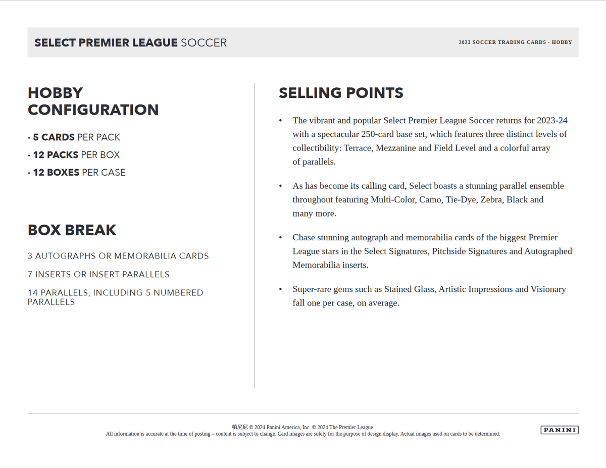 2023-24 Panini Select Premier League Soccer Hobby Box