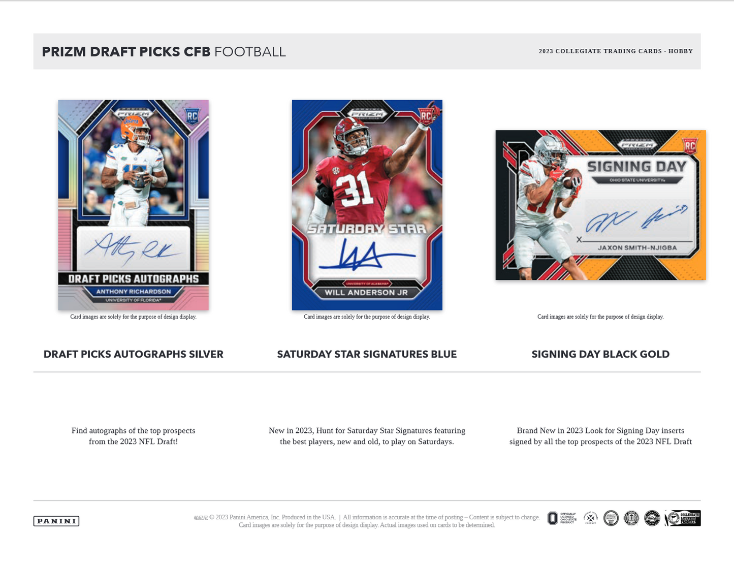 2023 Panini Prizm Collegiate Draft Picks Football Hobby Box