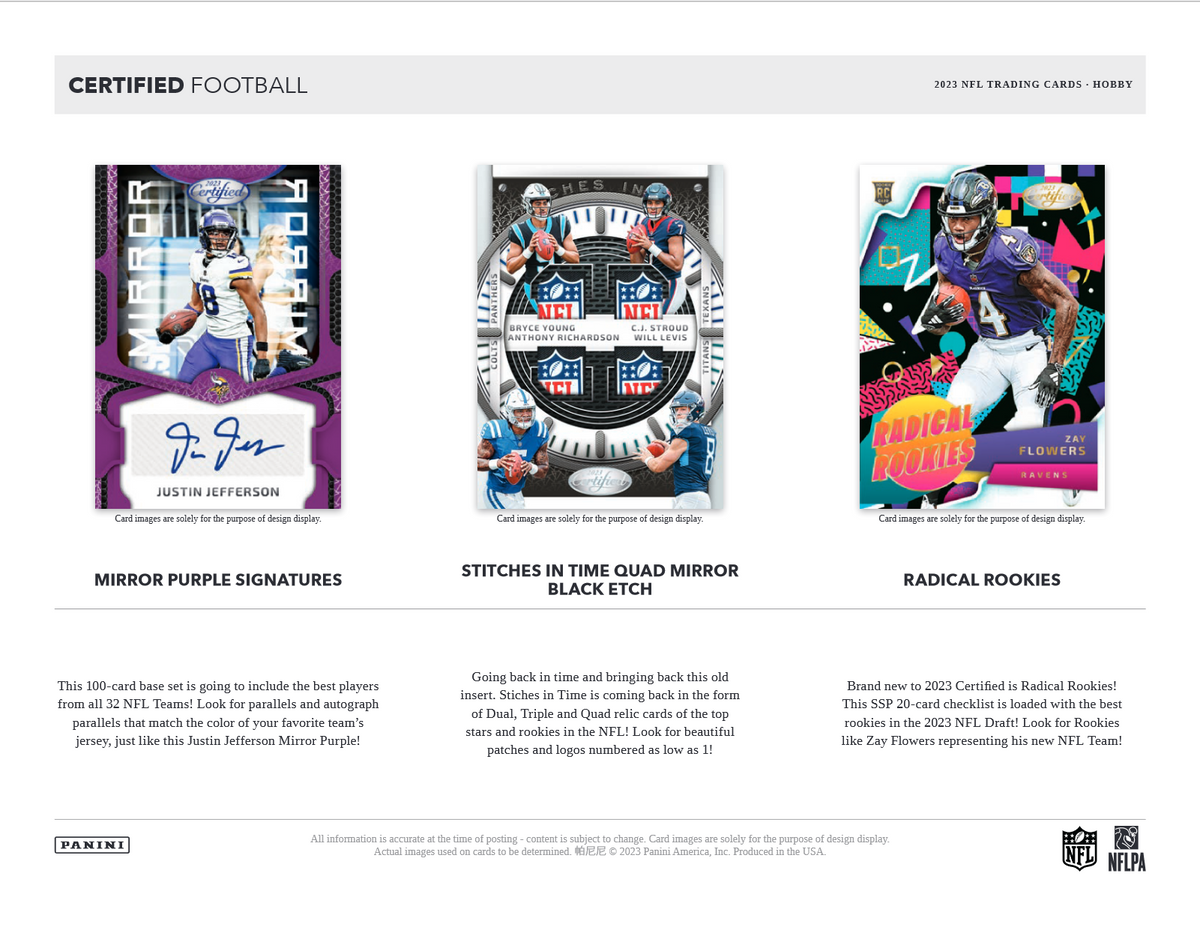 2023 Panini Certified Football Hobby Box