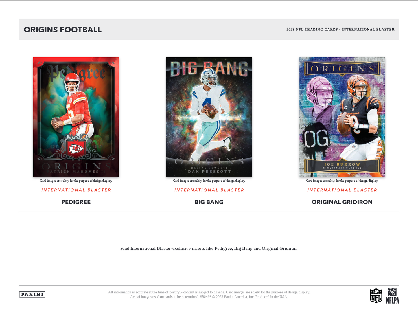 2023 Panini Origins Football International Blaster Box