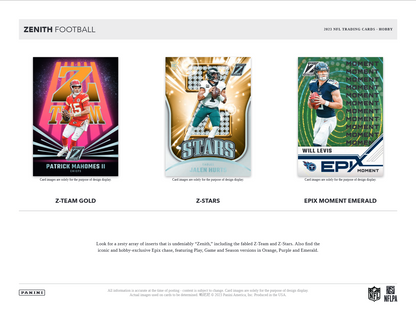 2023 Panini Zenith Football Hobby Box